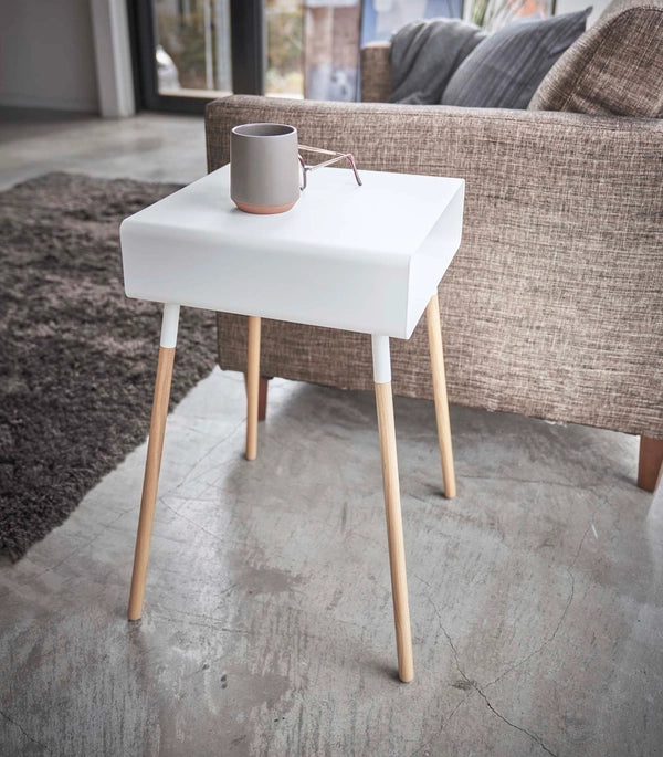 Metal and Wood Tall Side Table