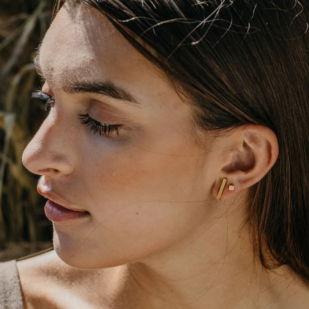 Gold Bar Stud Earrings