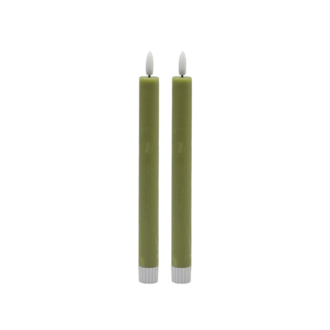 Medium Green Flameless Taper Candles