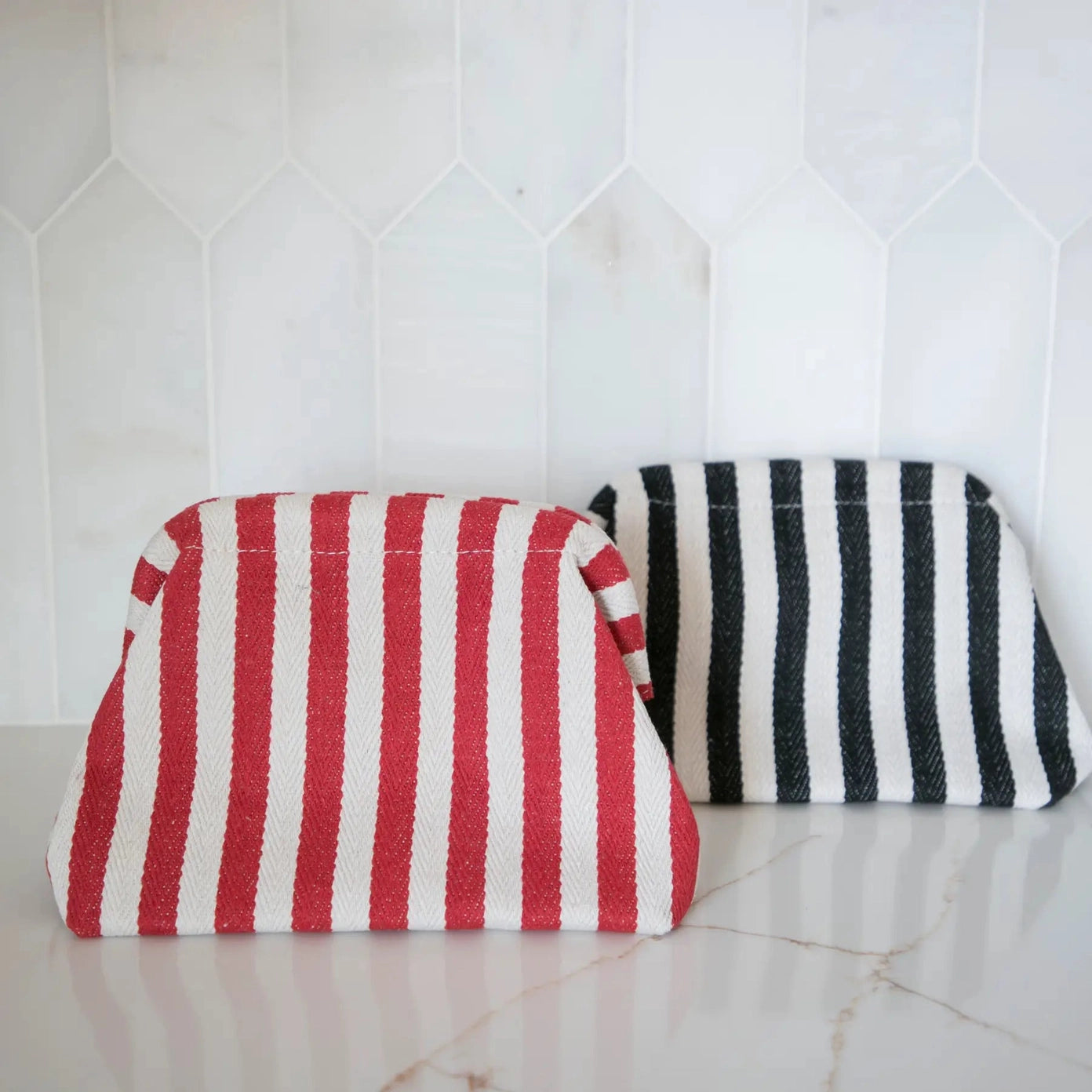 Navy Striped Pouch
