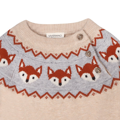 Fox Jacquard Fair Isle Sweater Knit Baby Pullover (Organic)