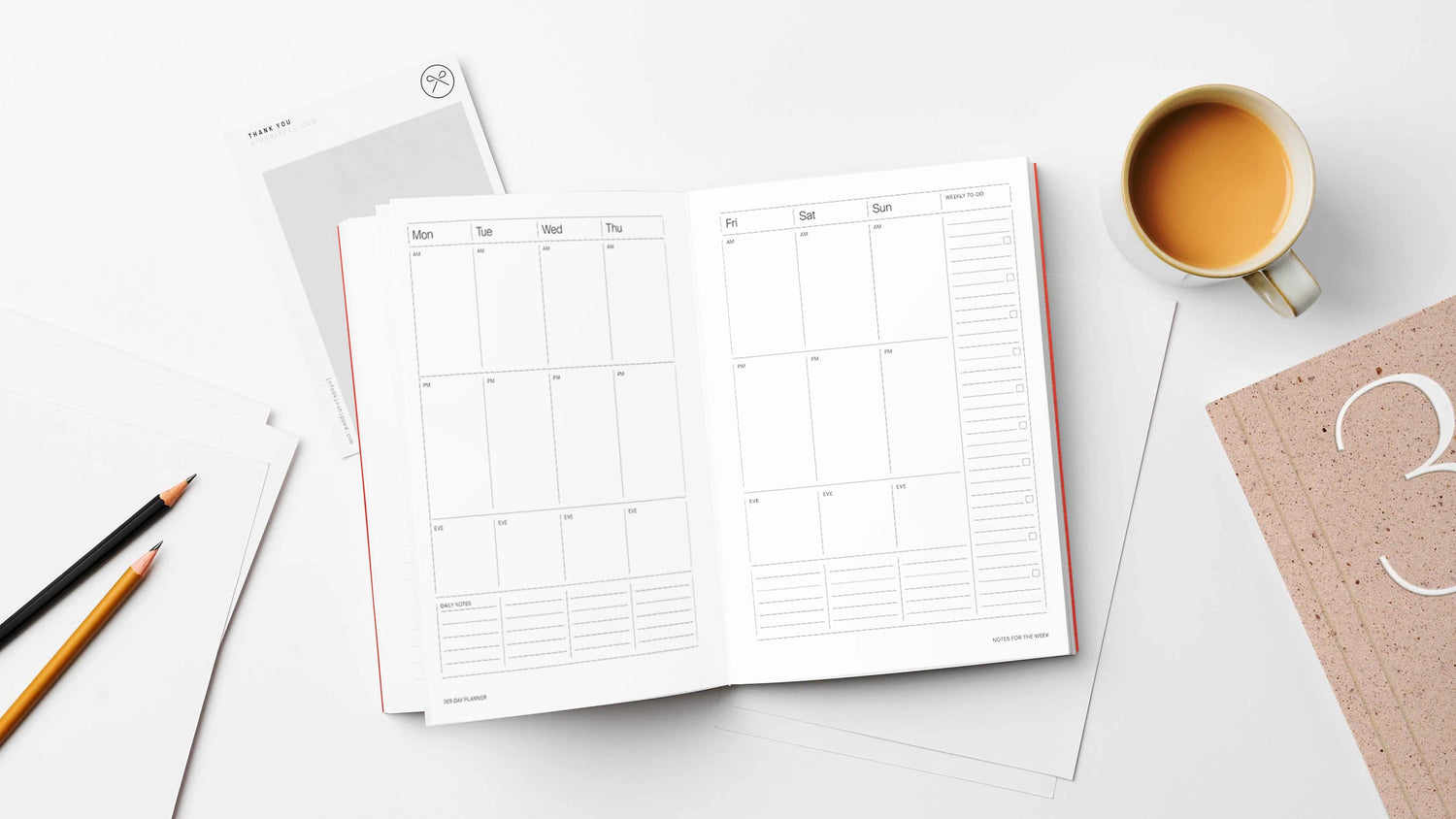 Kinshipped Red A5 Lay Flat 365 Undated Planner