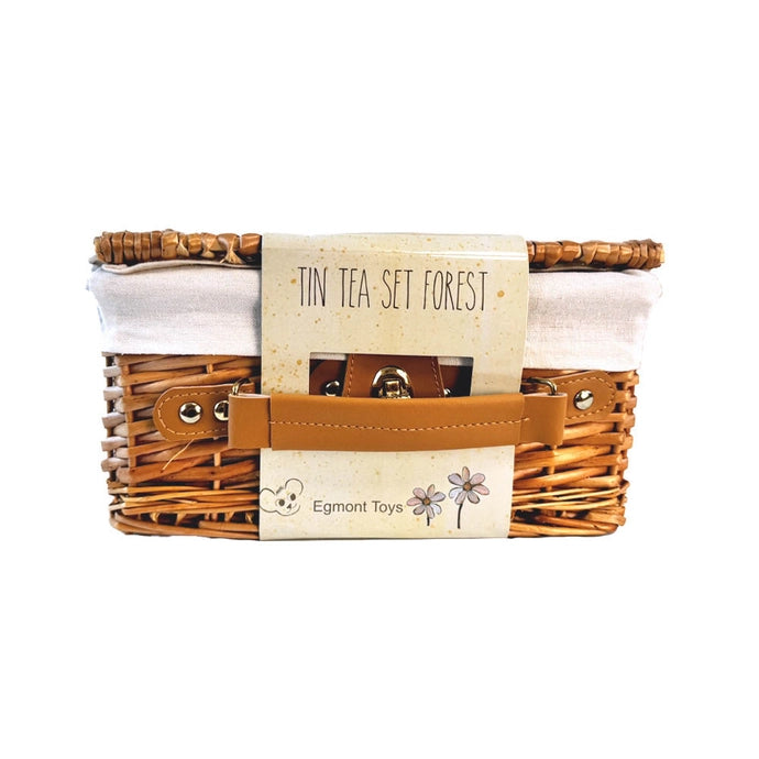 Tin Tea Set in Wicker Case