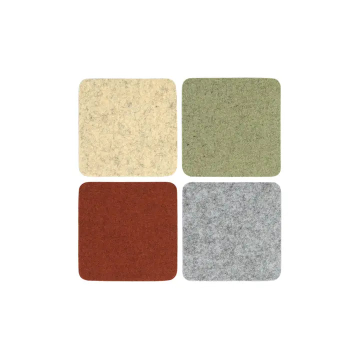 Bierfilzl Merino Wool Felt Square Coaster  4 Pack