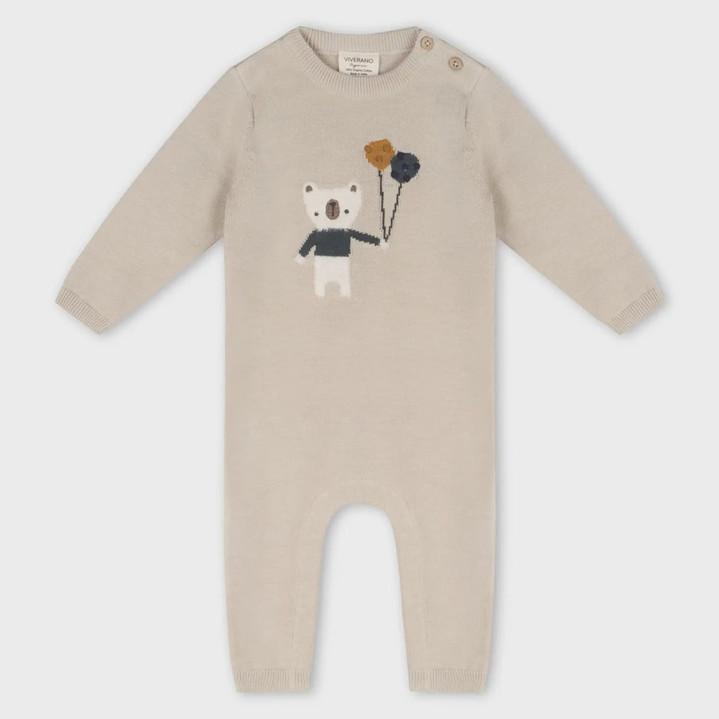 Balloon Bear Jacquard Baby Sweater Knit Jumpsuit (Organic)