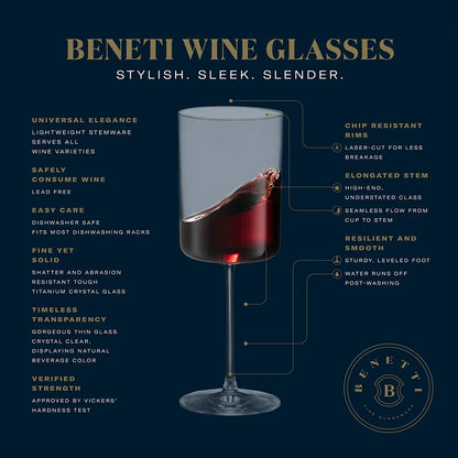 Beneti Red/White Wine Glasses- Set of 2