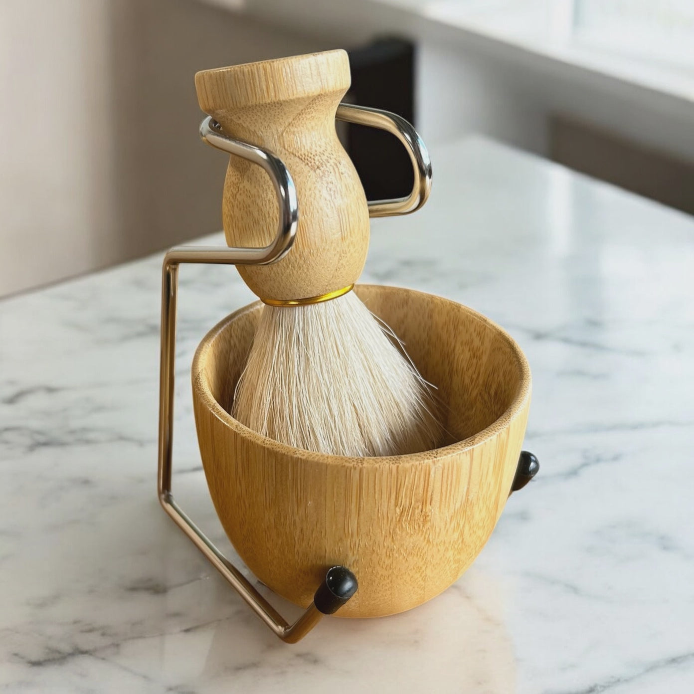 Natural Shaving Brush &amp; Stand