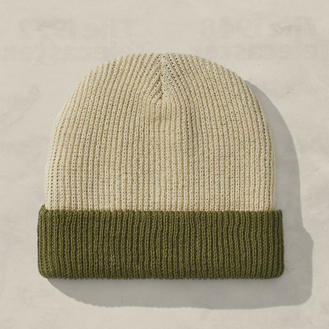 Two- Tone Slacker Beanie- Cactus & Ivory