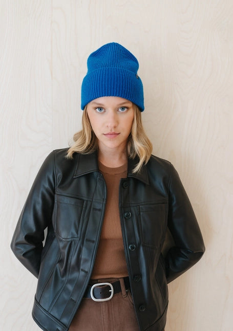 Cashmere &amp; Merino Beanie in Cobalt