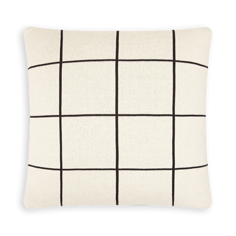 Cotton Knit Throw Pillow/Cushion Cover - Grid Black