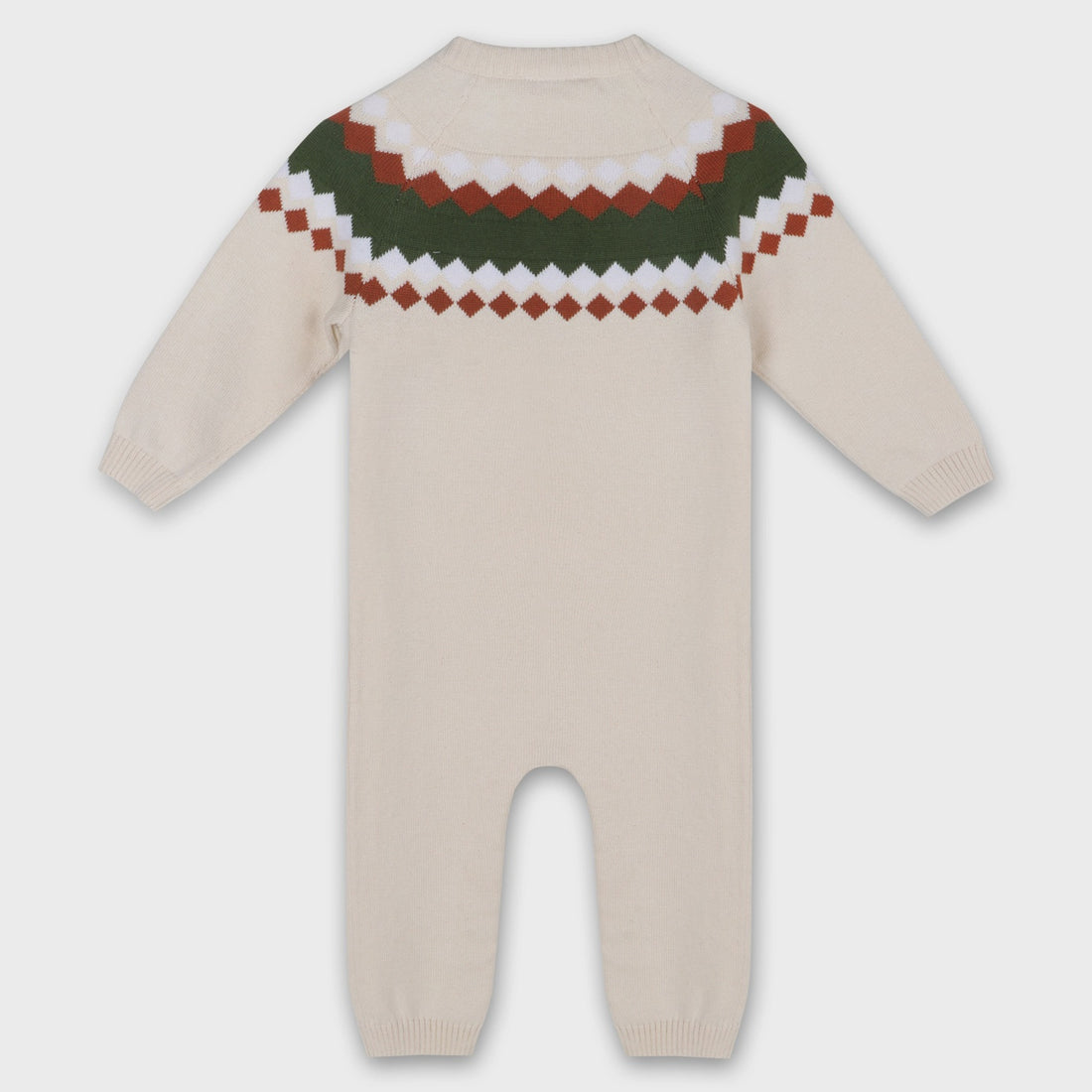 Fair Isle Jacquard Sweater Knit Baby Jumpsuit (Organic)