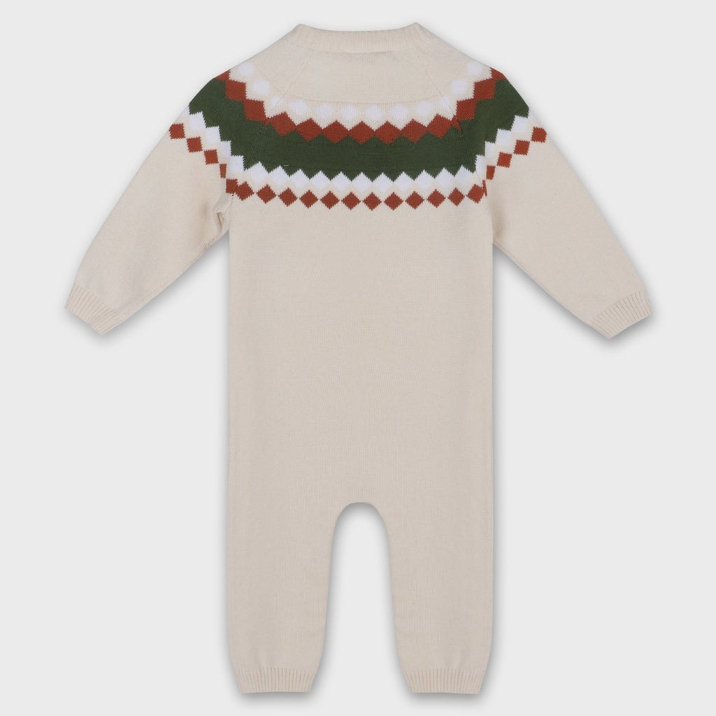 Fair Isle Jacquard Sweater Knit Baby Jumpsuit (Organic)