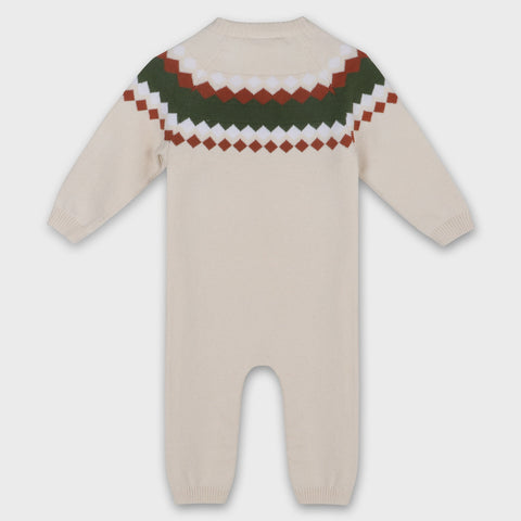 Fair Isle Jacquard Sweater Knit Baby Jumpsuit (Organic)