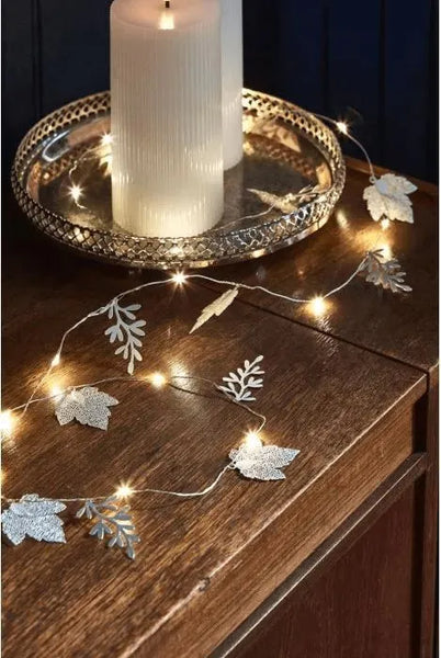 Silver Shimmer LED Leaf Light Chain