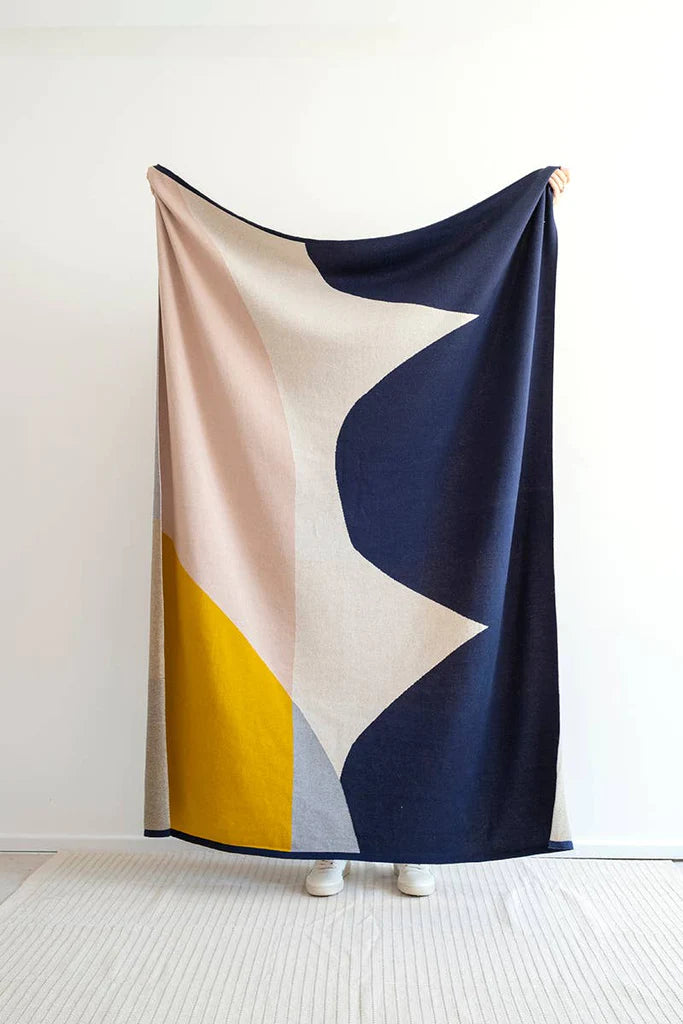 Sophie Home Cotton Knit Throw Blanket - Stille Pink &amp; Ink