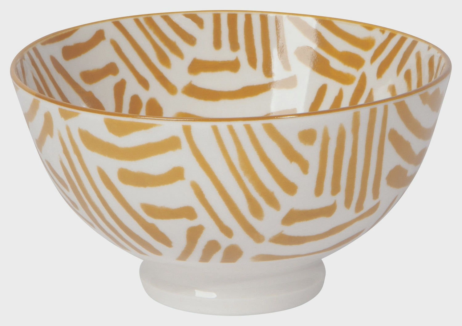 Ochre Lines Stamped Bowl 4 inch