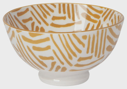 Ochre Lines Stamped Bowl 4 inch