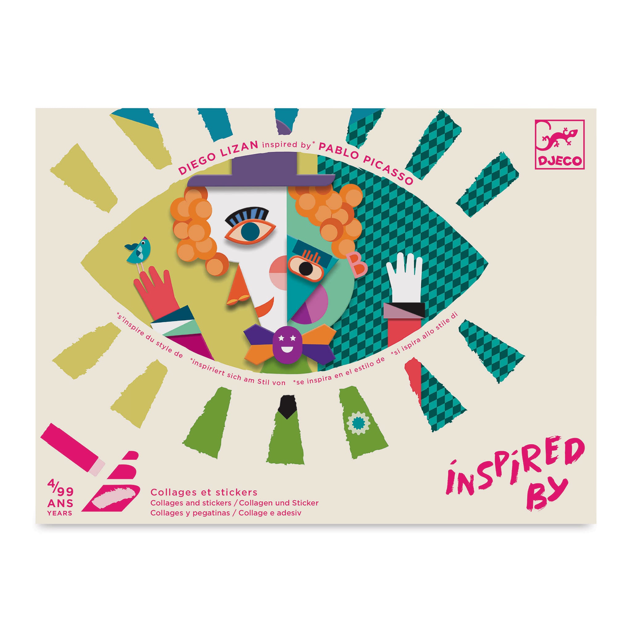 Djeco Square Heads Inspired by Picasso Sticker Collage Kit
