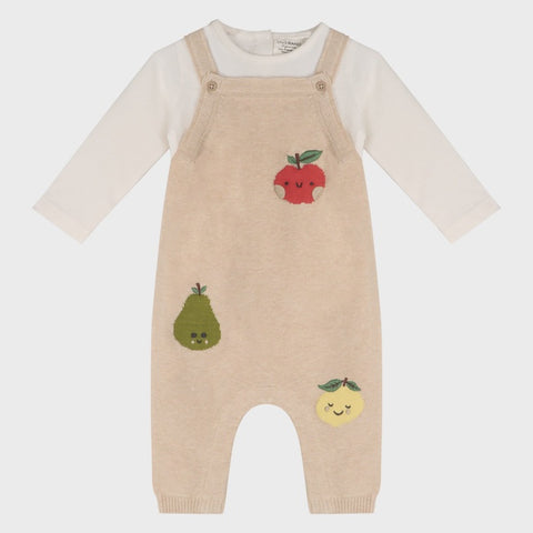 Happy Fruits Embroidered Baby Overall Set (Organic Cotton) | Oat Heather