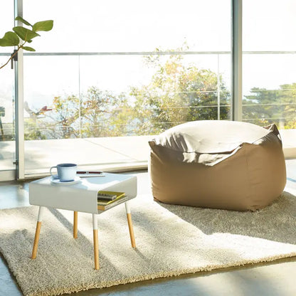 White Side Table with Shelf