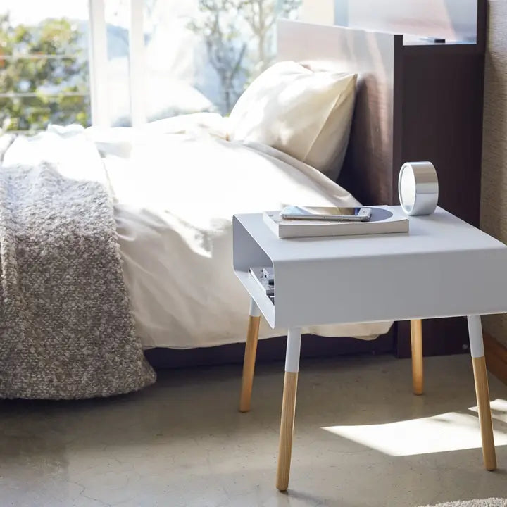 White Side Table with Shelf