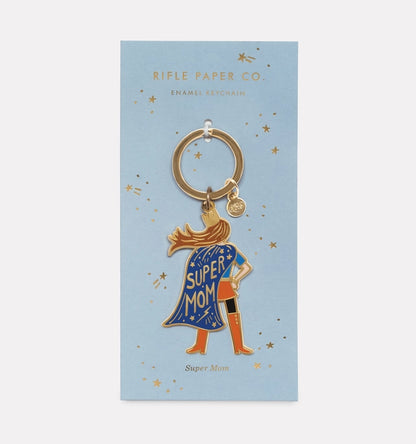 Super Mom Enamel Keychain