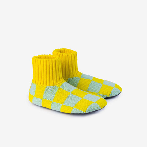 Checkerboard  Sock Slipper- Jade Yellow