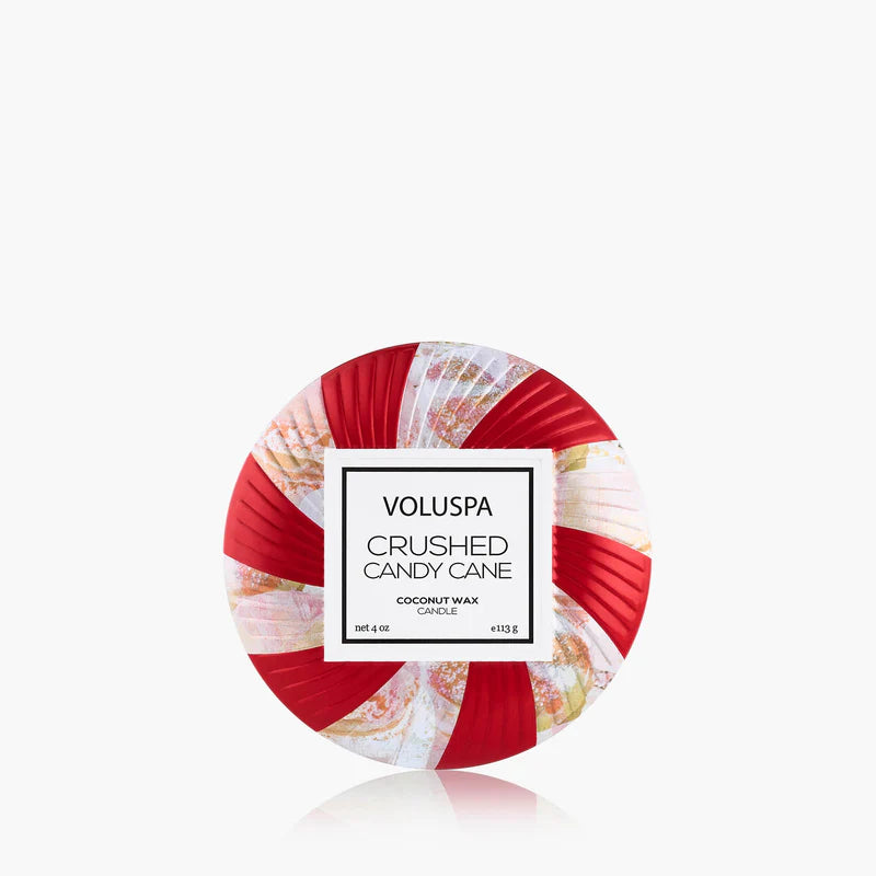 Voluspa Crushed Candy Cane Candle Mini Tin