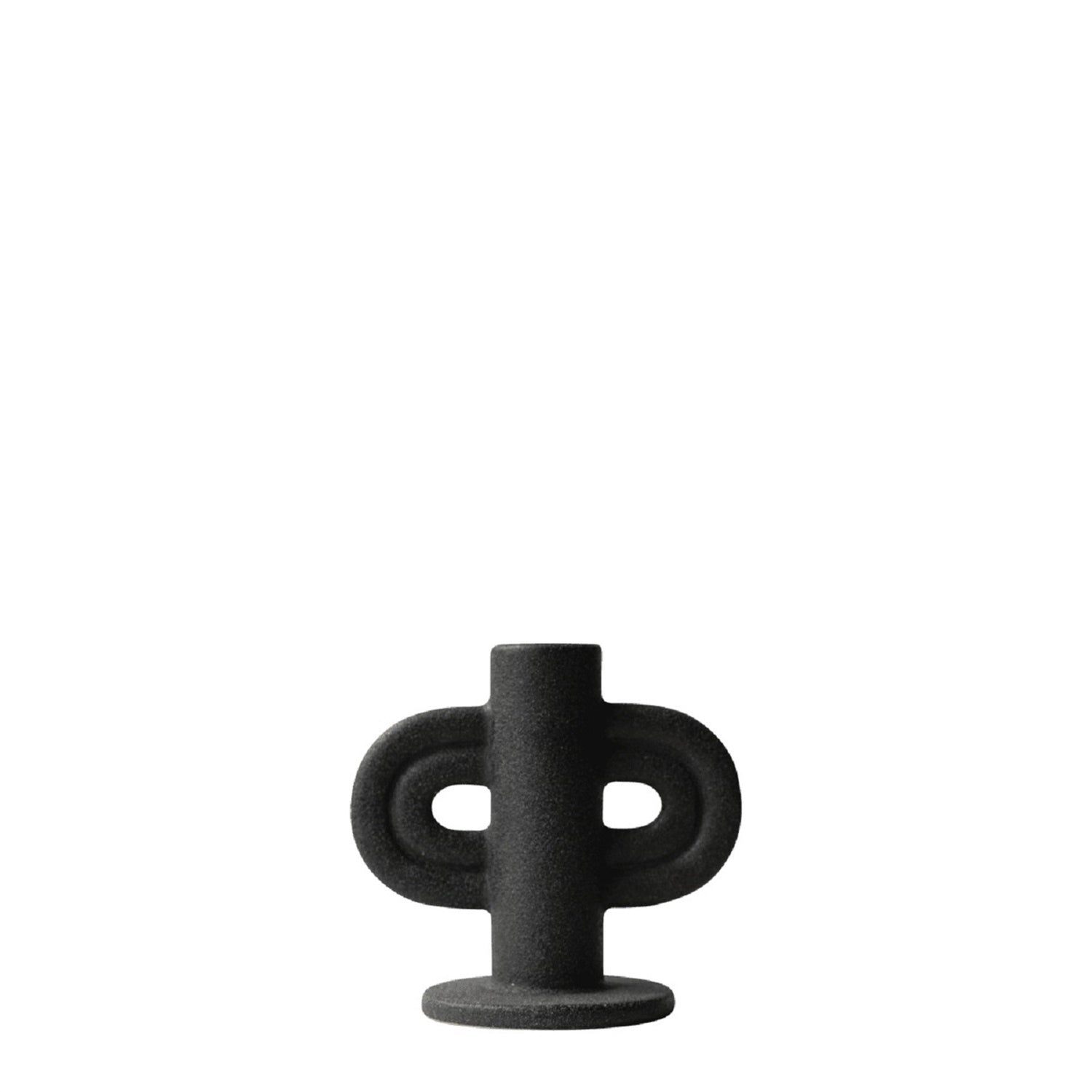 Swirl Straight Candleholder- Black
