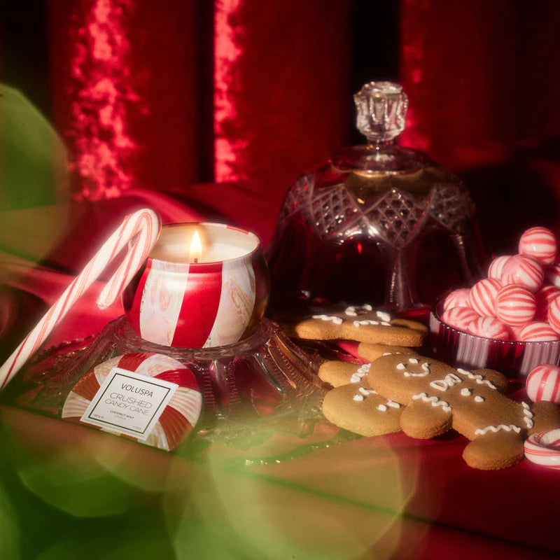 Voluspa Crushed Candy Cane Candle Mini Tin