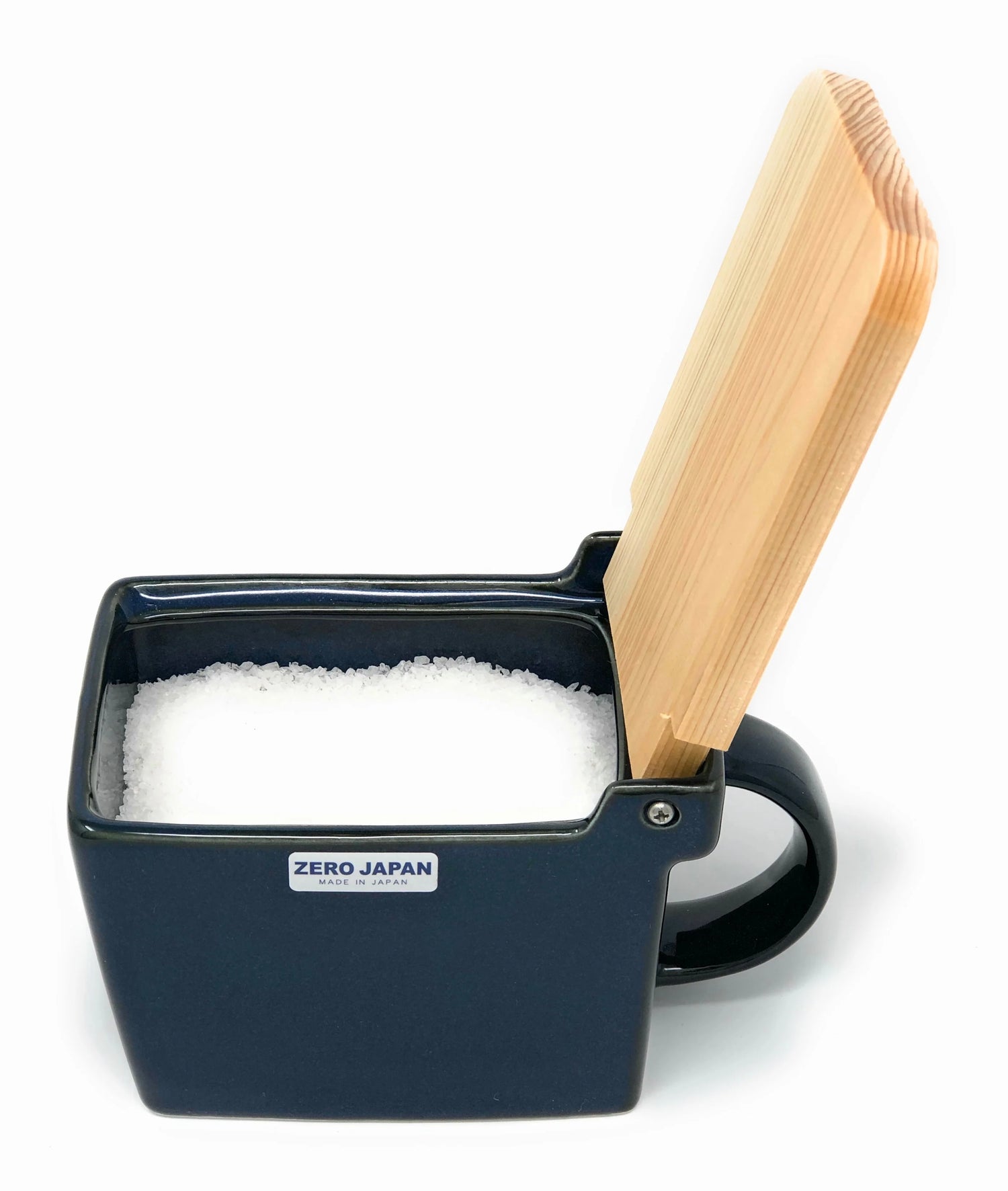 Zero Japan Ceramic Salt Box with Wooden Lid