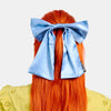 Chunks Blue Silk Bow Barrette