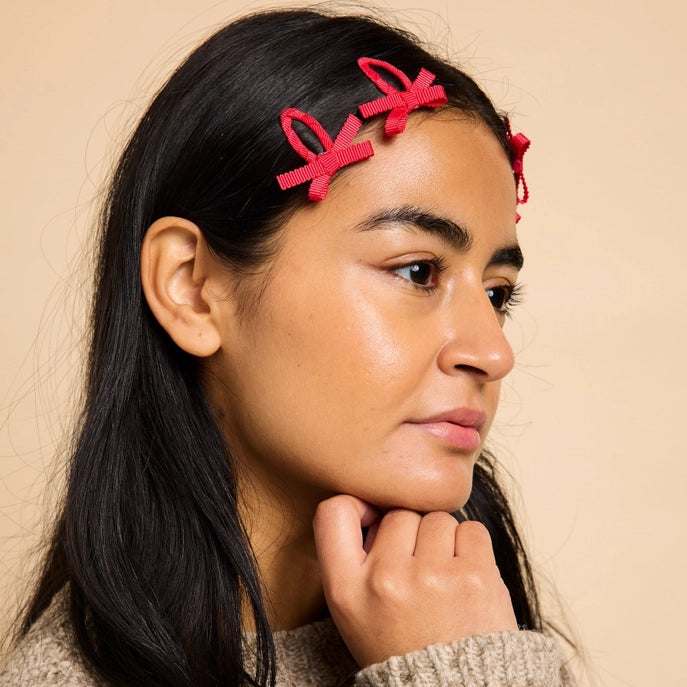 Bow Snap Clips- Cherry