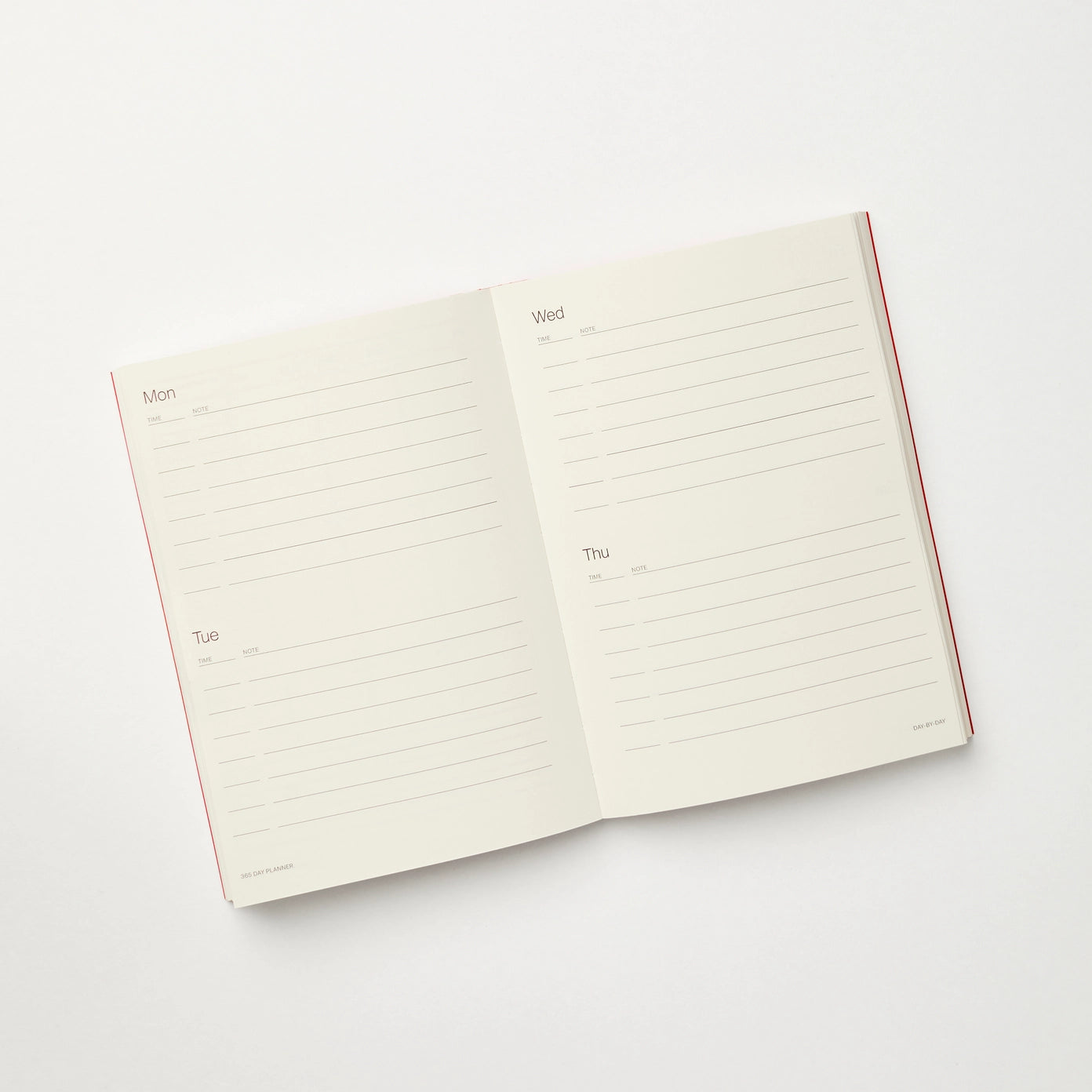 Kinshipped Red A5 Lay Flat 365 Undated Planner