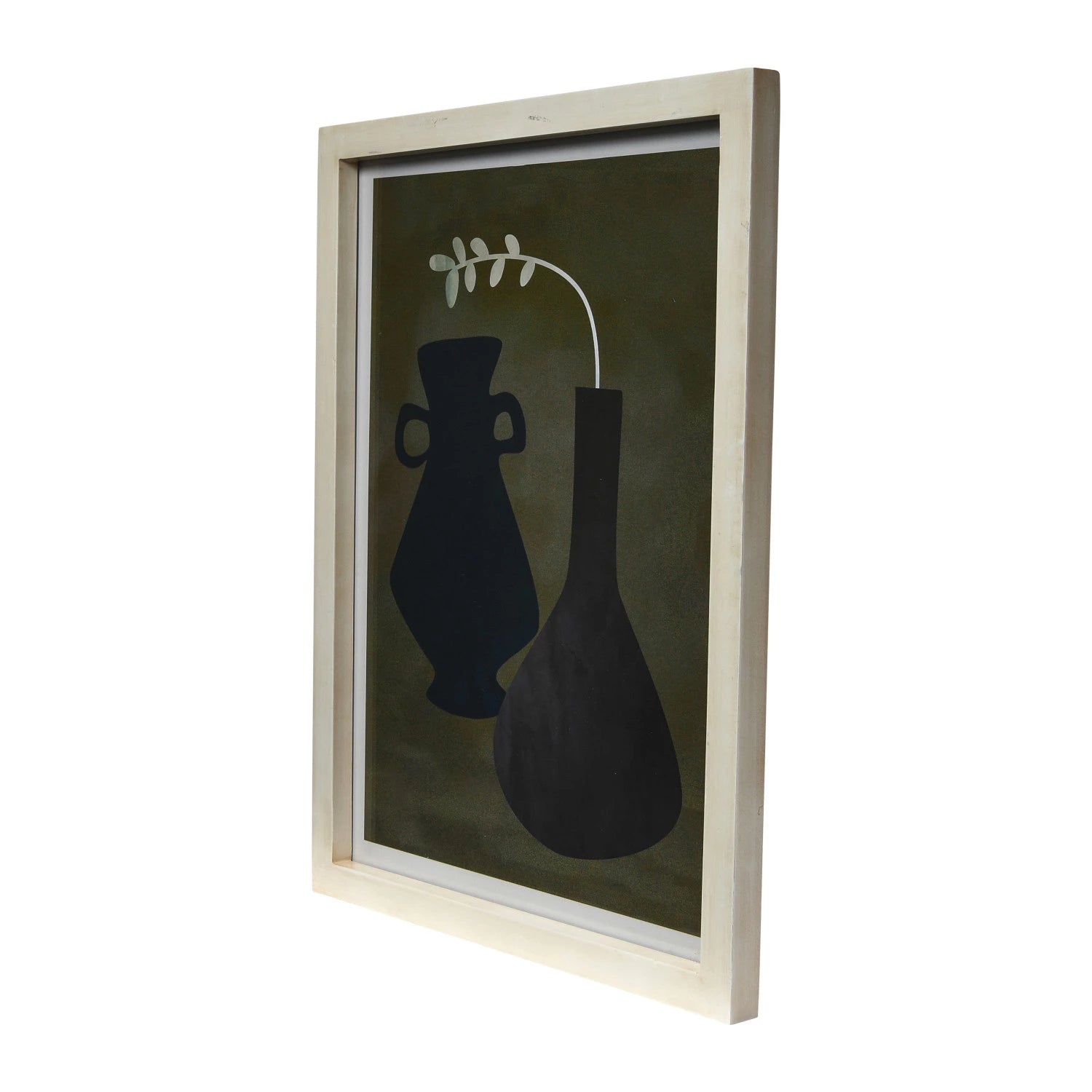 Wood Framed Glass Wall Décor w/ Modern Vase &amp; Floral