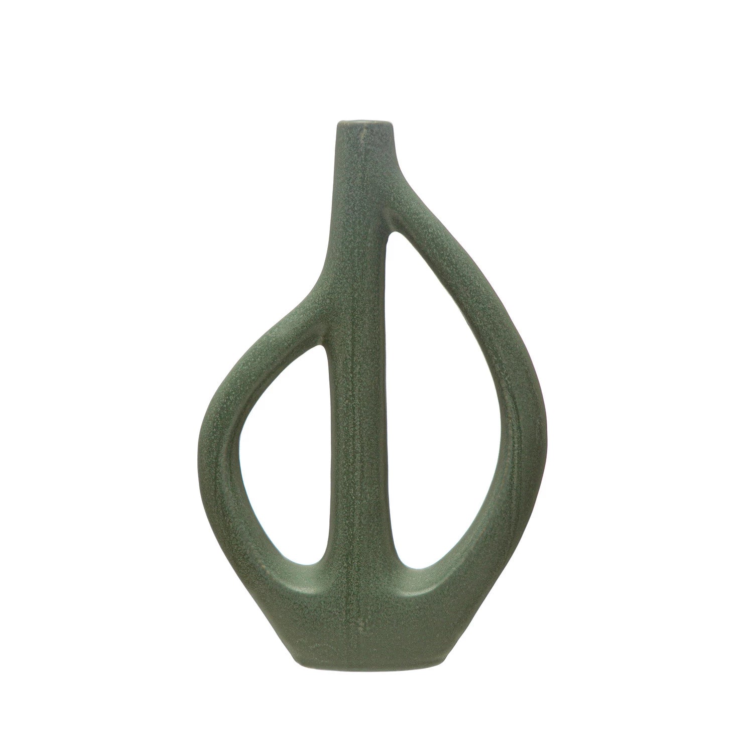 Matte Blue Stoneware Sculptural Vase