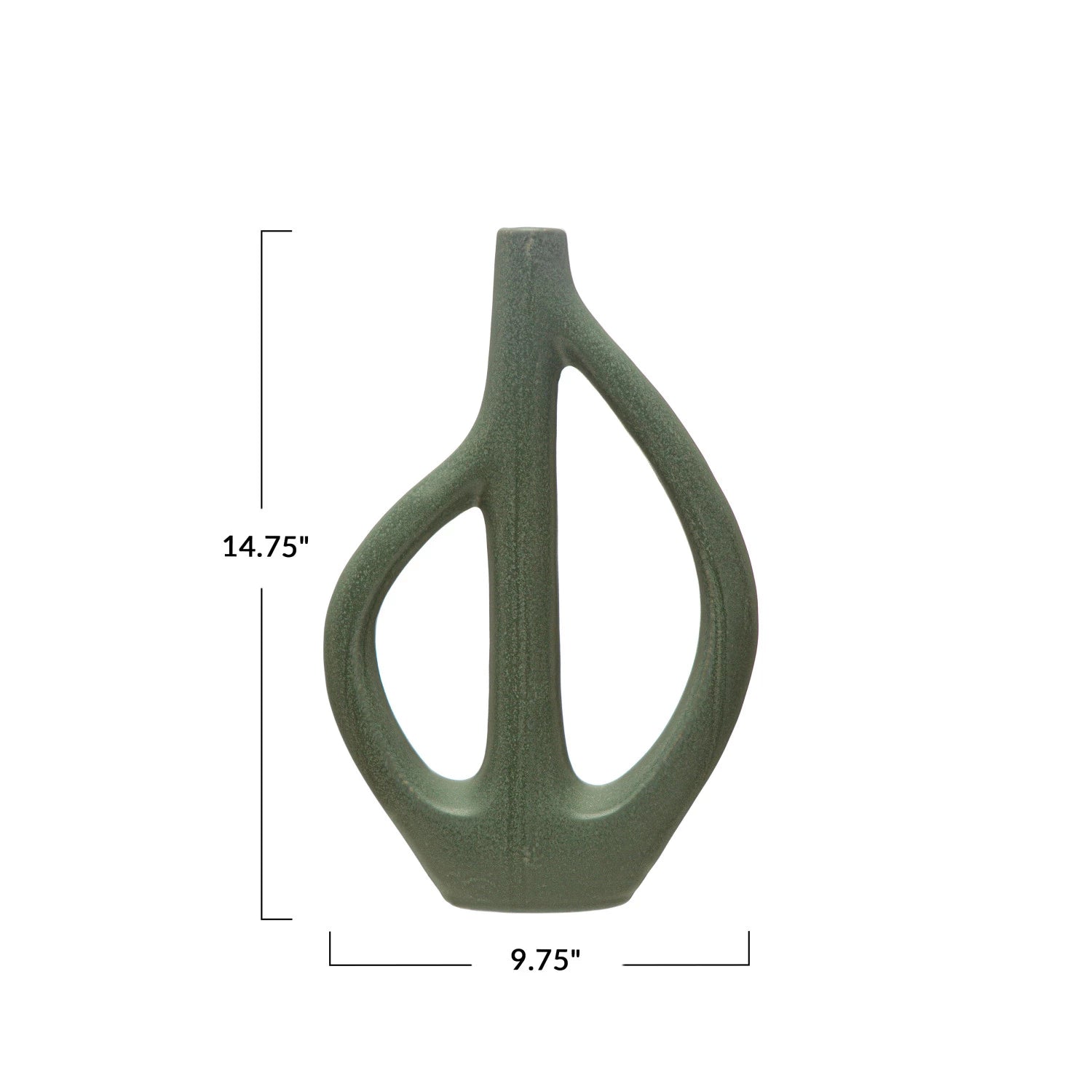 Matte Blue Stoneware Sculptural Vase