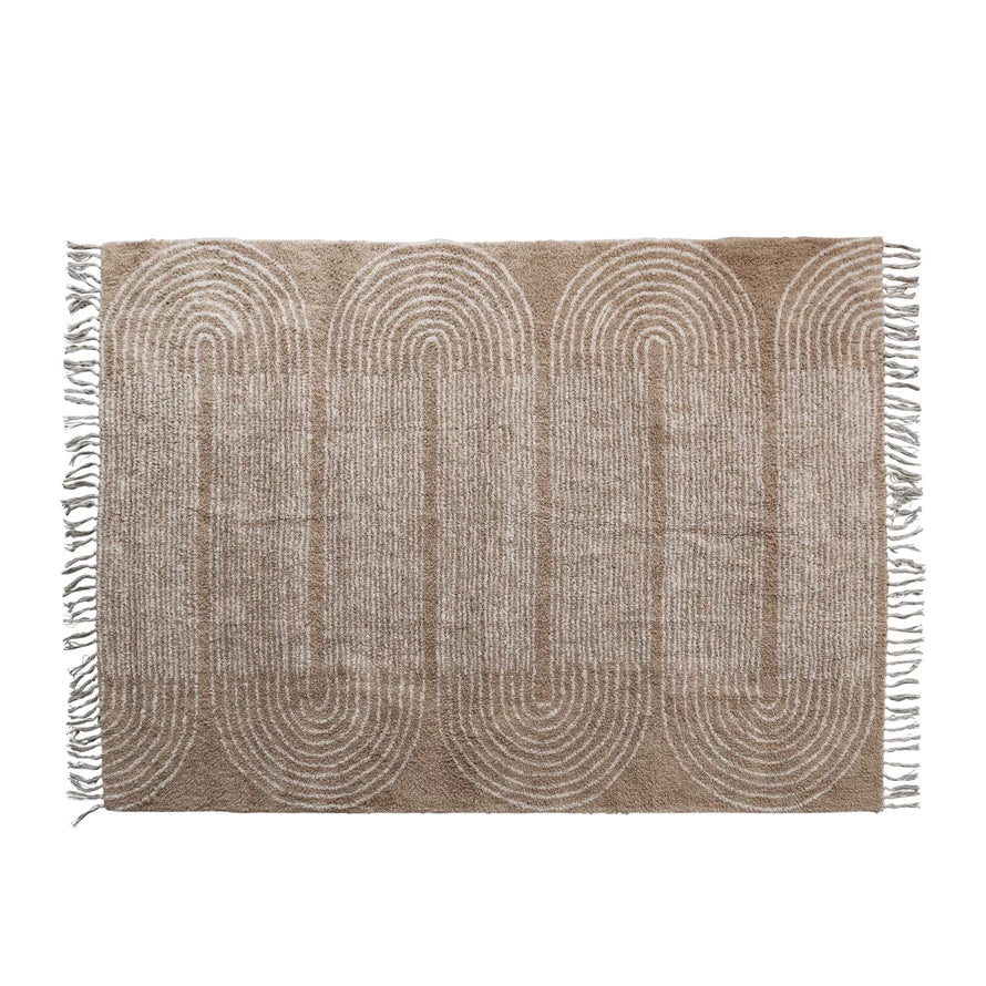 Cotton Tufted Rug with Pattern &amp; Fringe 5&