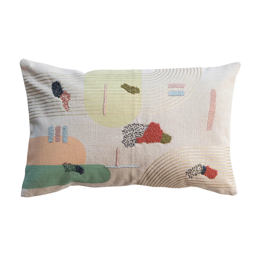 Cotton Slub Printed Lumbar Pillow