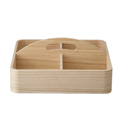 Wood Container w/ 4 Sections &amp; Handle