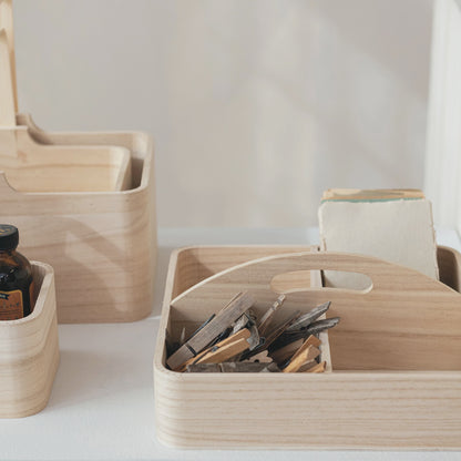 Wood Container w/ 4 Sections &amp; Handle