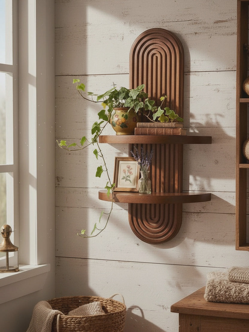 Arched Wood Wall Shelf