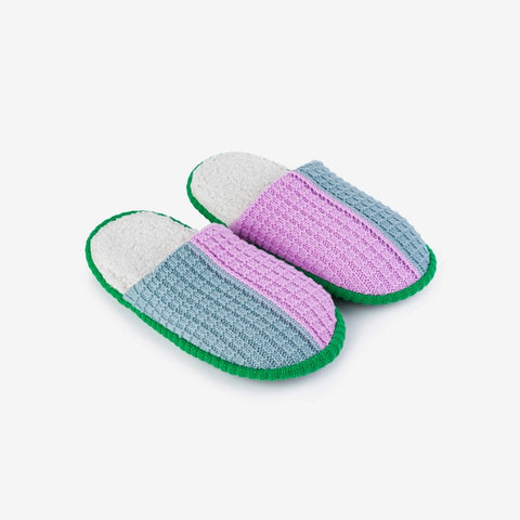 Colorblock Rib Slippers-Poppy Lilac