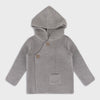 Hooded Button & Pocket Sweater Knit Baby Jacket (Organic) | Heather Grey