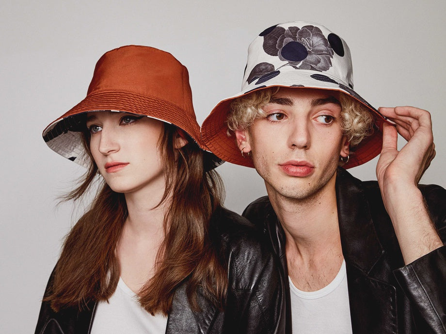 Lost Pattern “Noir Floral” Reversible Bucket Hat