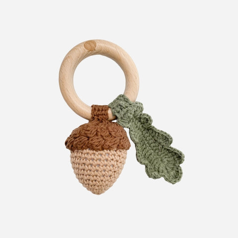 Acorn Cotton Crochet Rattle & Teether