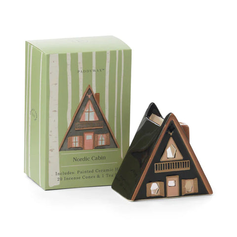 Ceramic Nordic Cabin Style Incense & Tea Light Holder