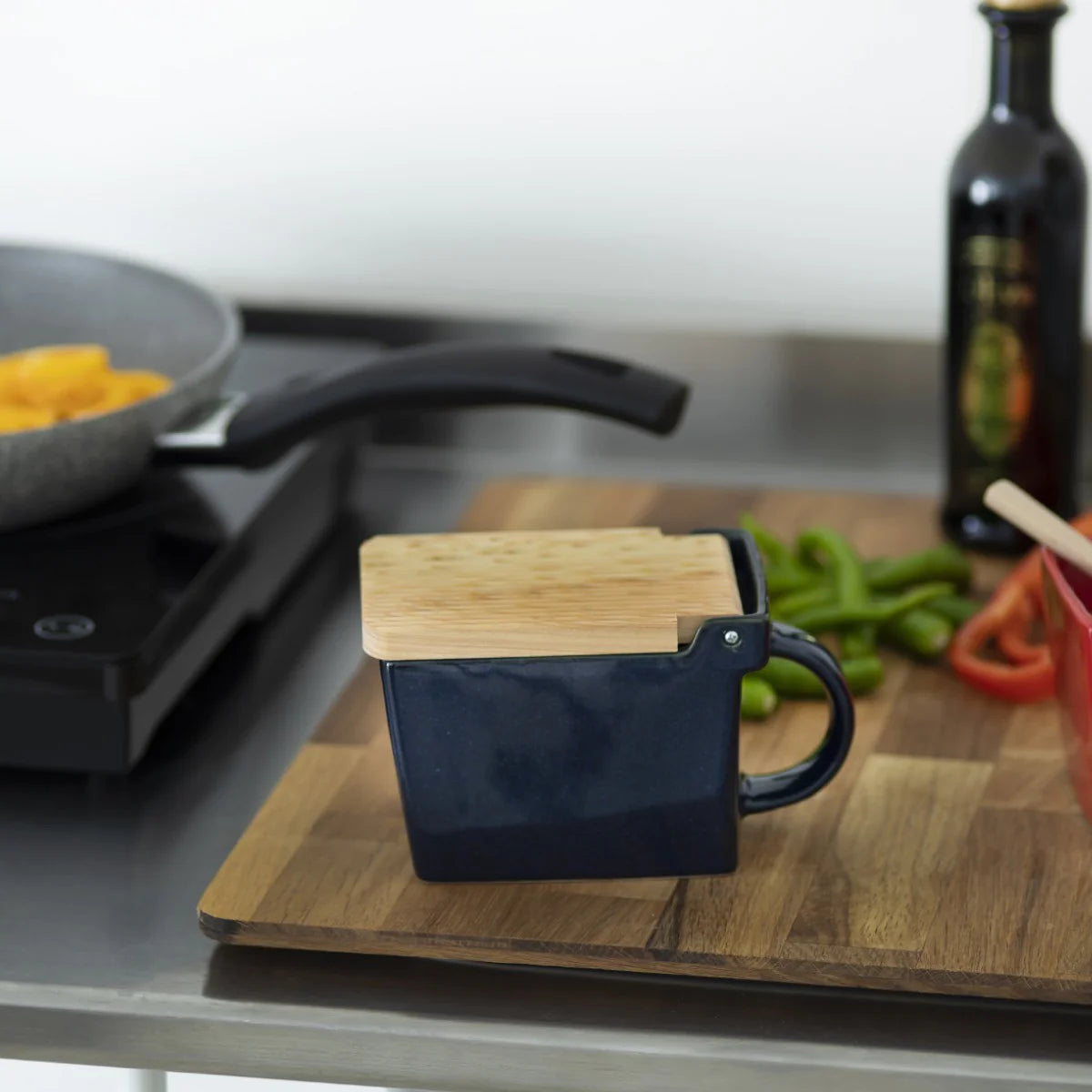 Zero Japan Ceramic Salt Box with Wooden Lid