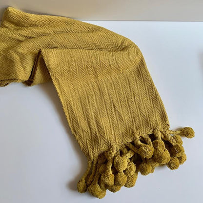 Yellow Pom Pom Throw