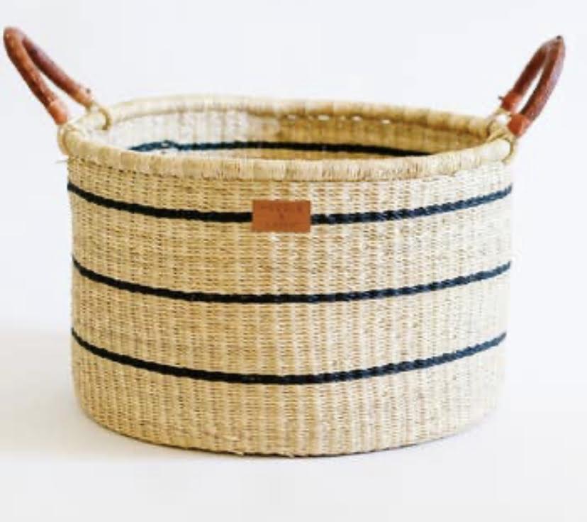 Kwasi Basket with Handles- Striped